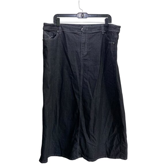 CATO Denim Western Maxi Skirt Women 18W Black Dark Modest Rodeo Southwestern - Picture 1 of 7